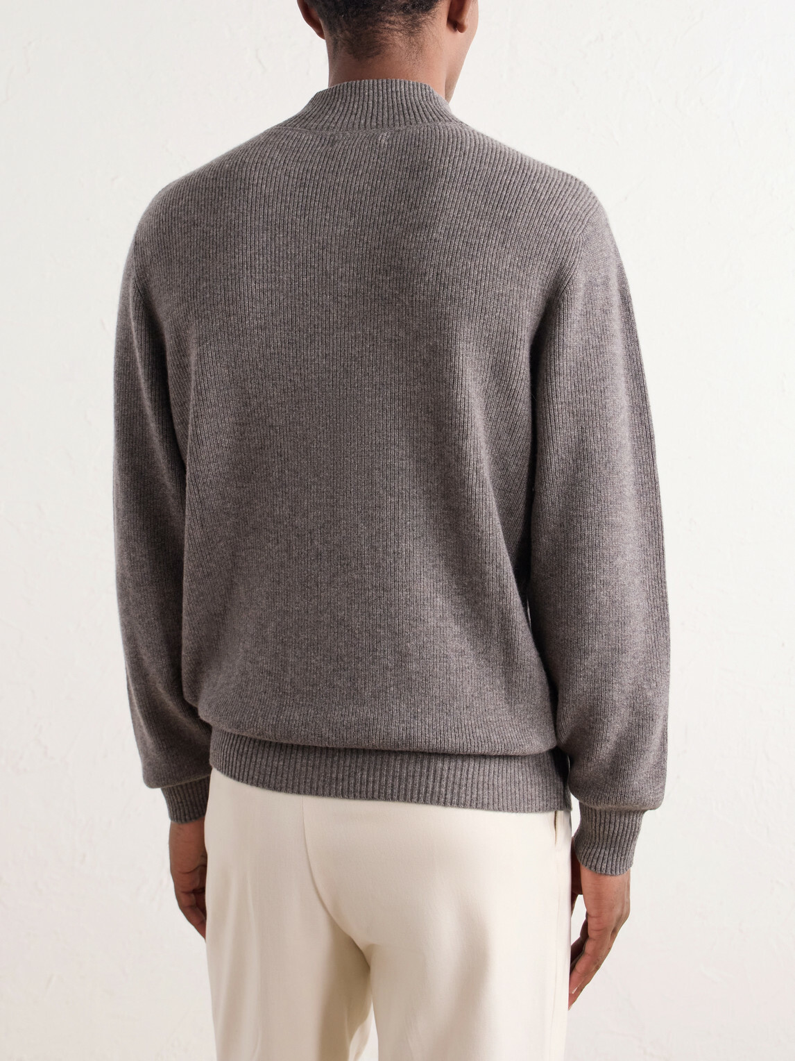 N.PEAL - Ribbed Cashmere Zip-Up Sweater - Gray