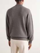 N.PEAL - Ribbed Cashmere Zip-Up Sweater - Gray