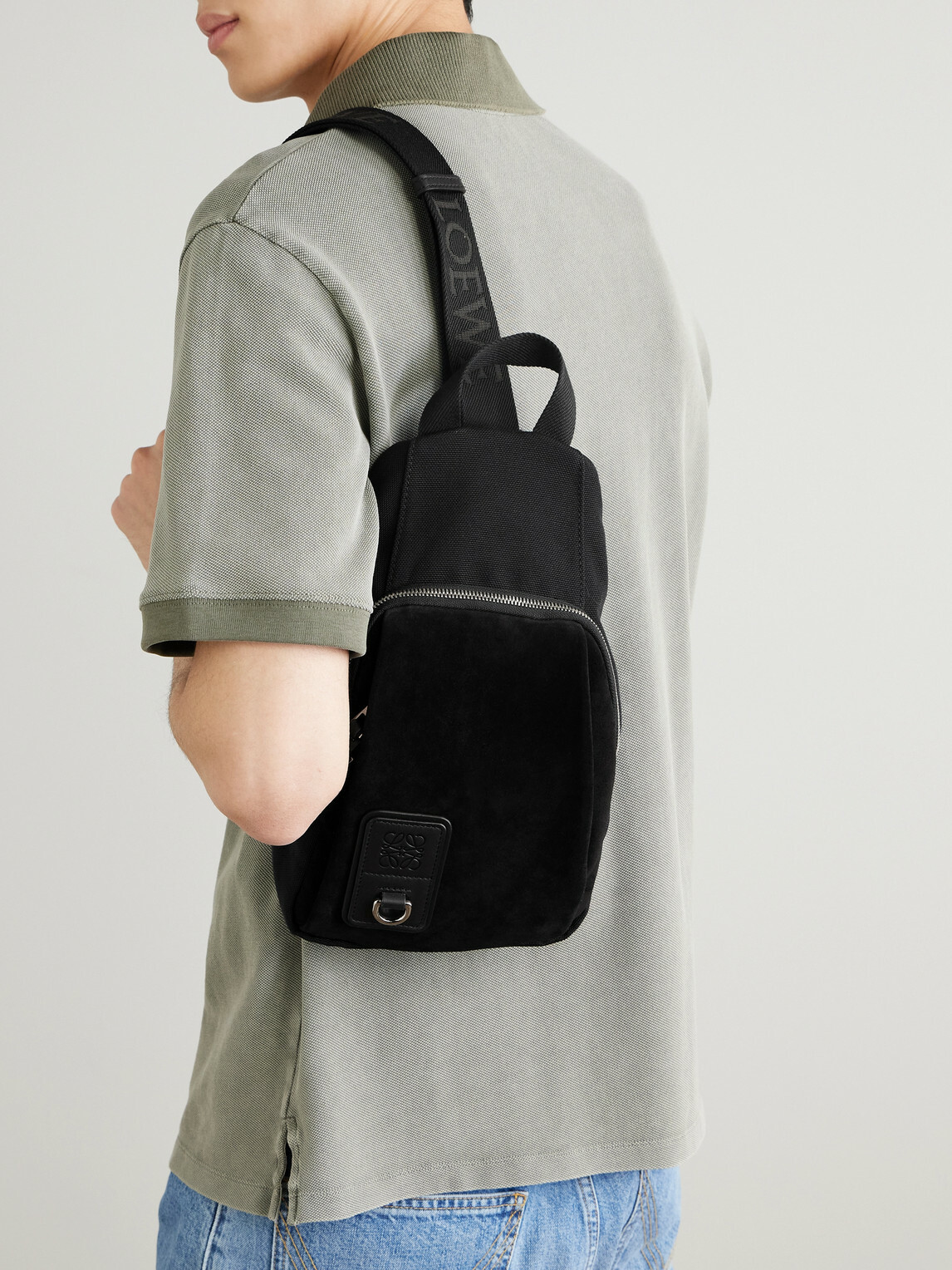 LOEWE - Flex Sling Leather and Suede-Trimmed Canvas Bag
