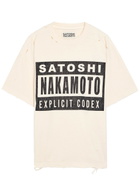 Satoshi Nakamoto Explicit Code Distressed Cotton T-shirt White