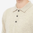 Beams Plus Men's Knit Polo Shirt in Beige