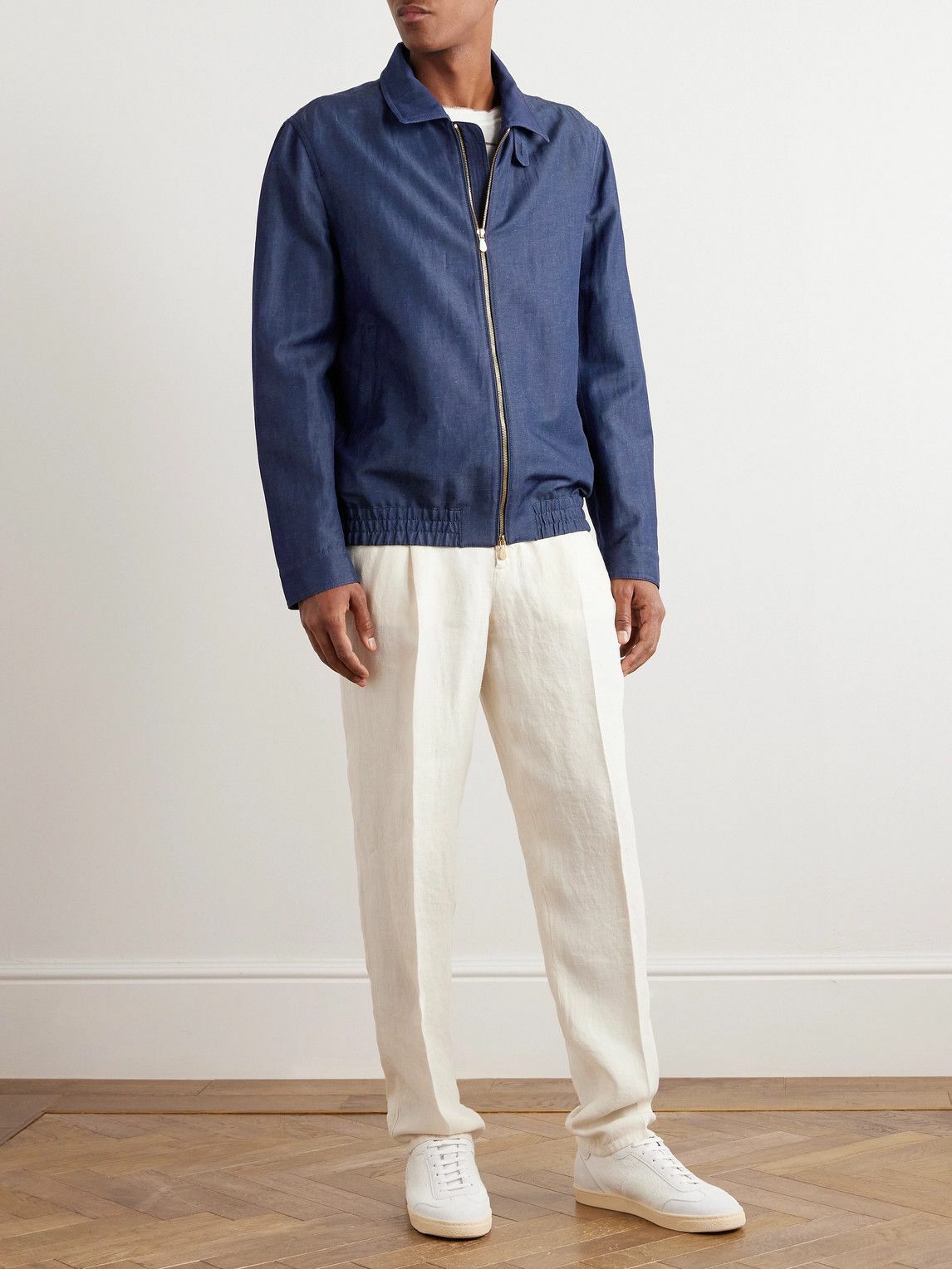 Brunello Cucinelli - Wool and Linen-Blend Bomber Jacket - Blue