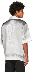 Casablanca Grey Silk Statue & Waves Short Sleeve Shirt