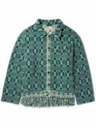 BODE - Seagreen Fringed Cotton-Jacquard Jacket - Multi