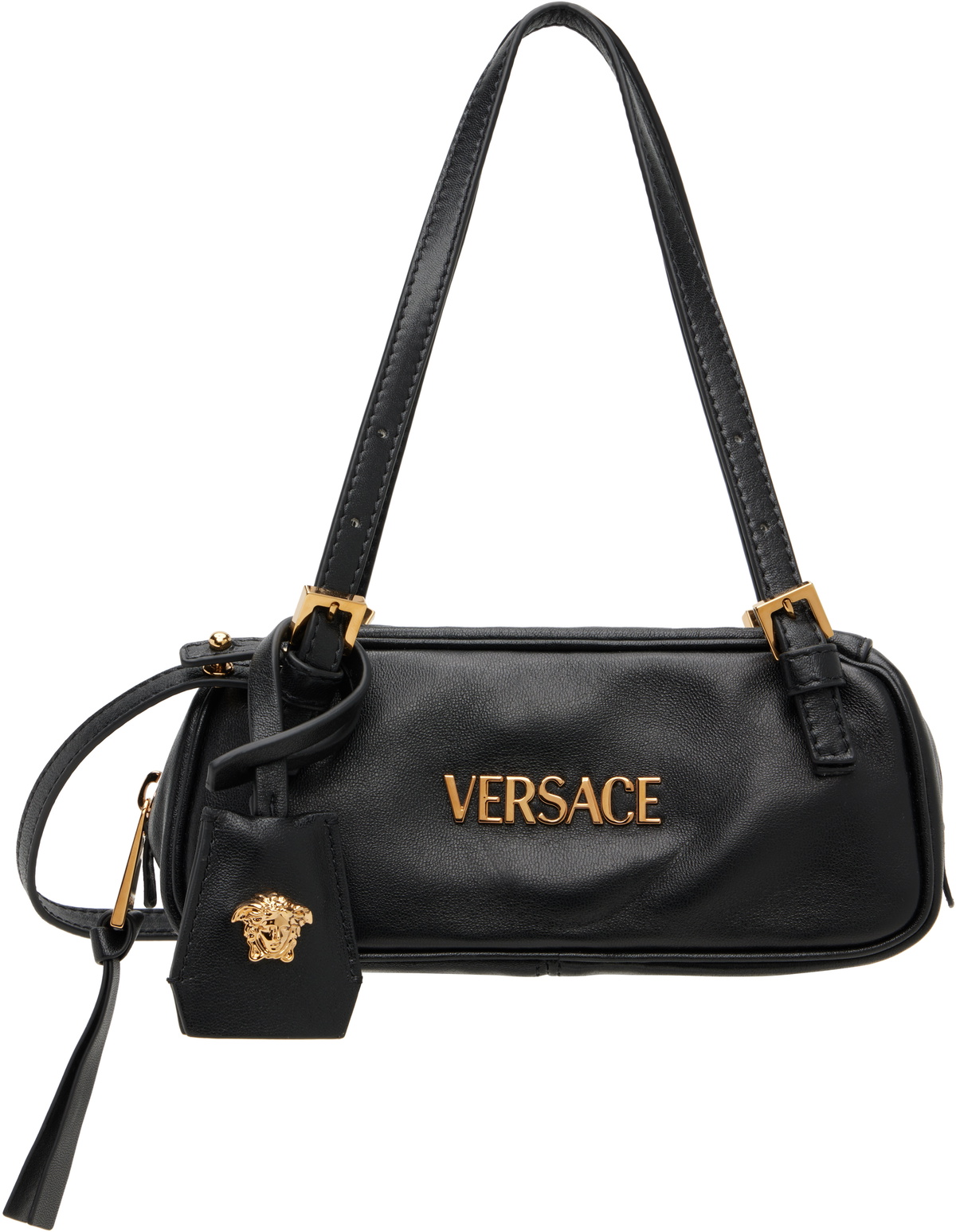 Versace Black 'Versace Tag' Nappa Bowling Mini Bag