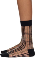 Y's Black Plaid Socks