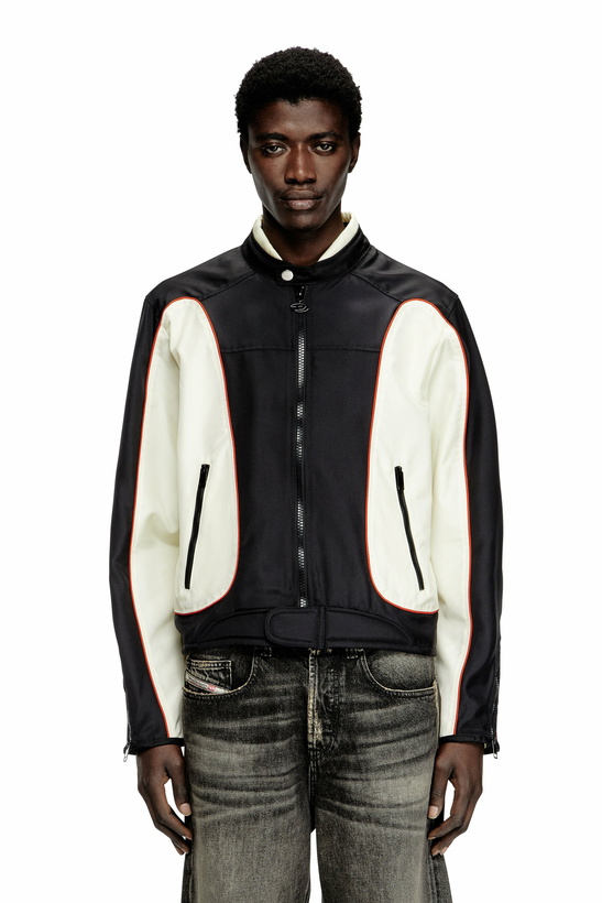 Photo: Diesel Colour-block biker jacket with piping - Jackets Mens in To Be Defined