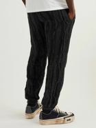 KAPITAL - Tapered Jacquard-Knit Cotton-Blend Drawstring Trousers - Black