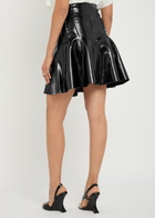 Norma Kamali Grace Faux Patent Leather Mini Skirt Black