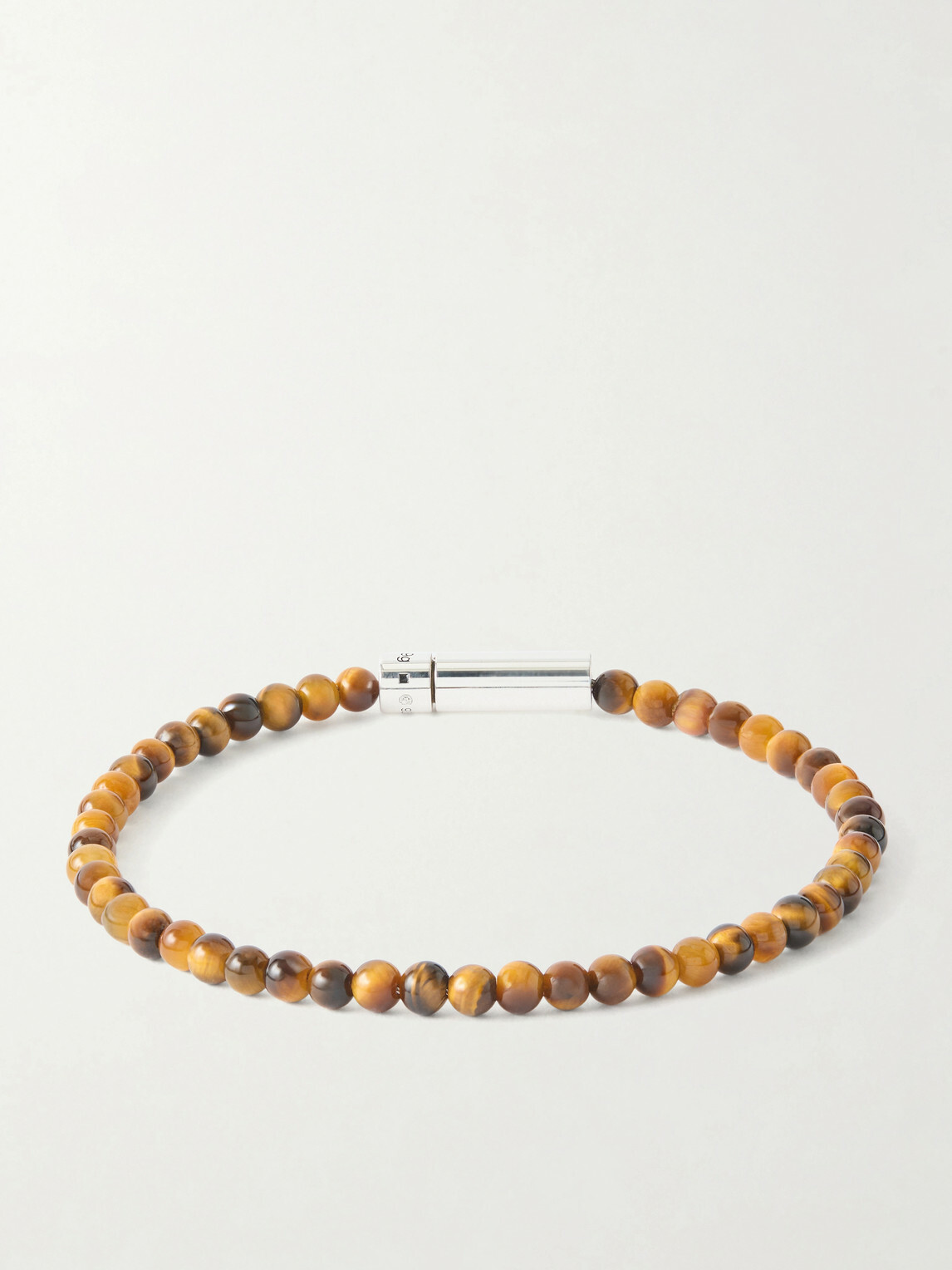 Le Gramme - 11g Sterling Silver and Tiger Eye Beaded Bracelet - Brown