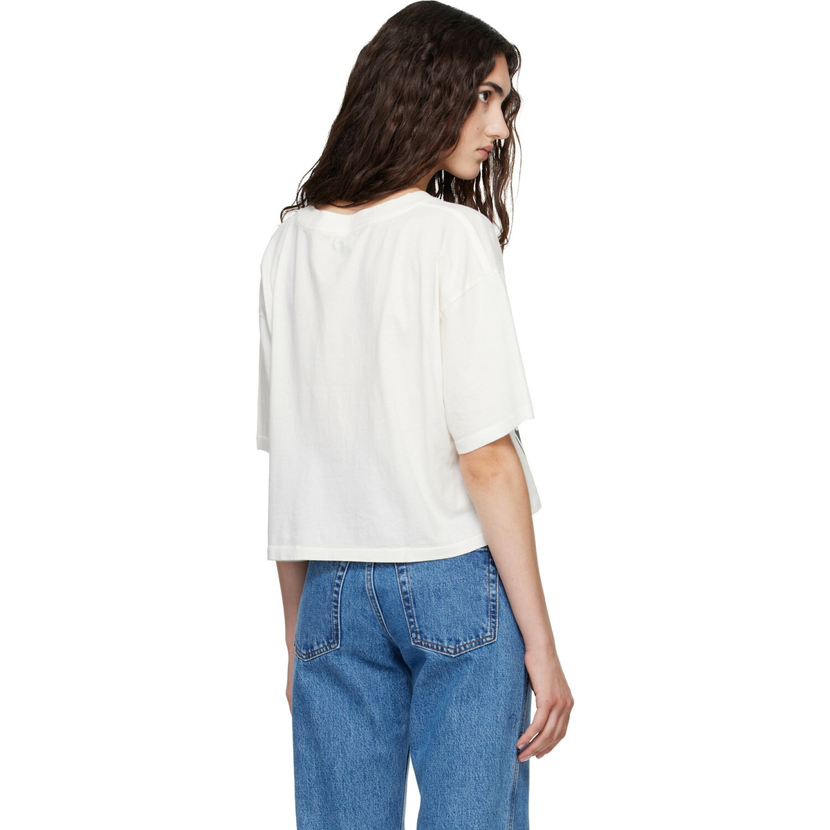 ANINE BING White Johnny Cropped T-shirt