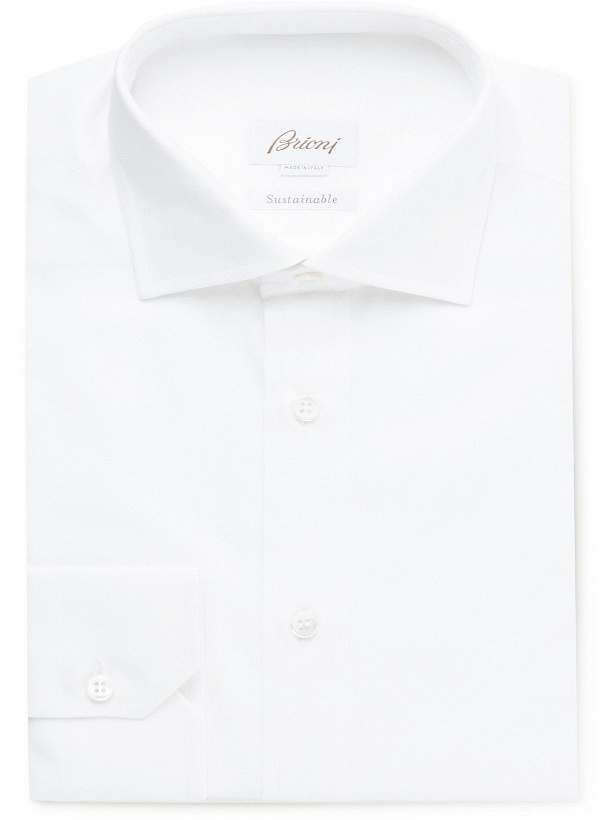 Photo: Brioni - Slim-Fit Cutaway-Collar Cotton Oxford Shirt - White