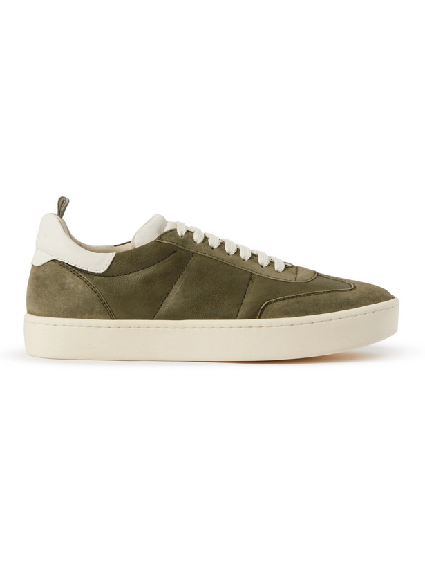 Photo: Officine Creative - Kombined Suede-Trimmed Leather Sneakers - Green