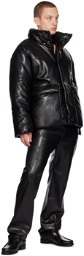 Nanushka Black Hide Faux-Leather Puffer Jacket