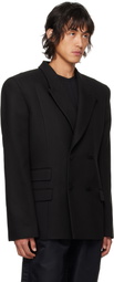 LGN Louis Gabriel Nouchi Black Double-Breasted Viscose Blazer