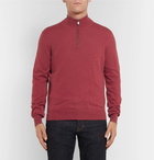 Brunello Cucinelli - Contrast-Tipped Cashmere Half-Zip Sweater - Men - Burgundy