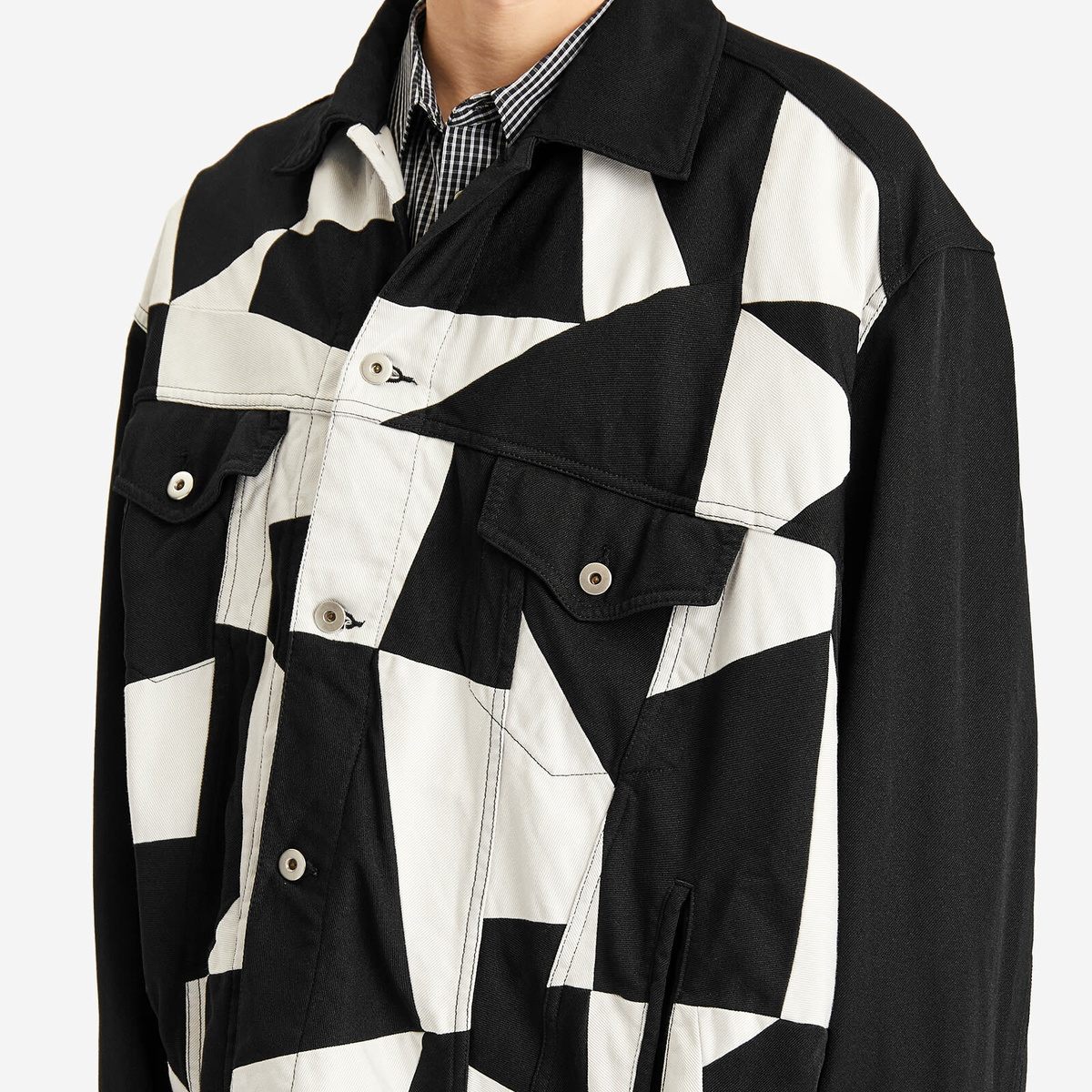 Comme des Garçons Men's Patchwork Twill Jacket in Black