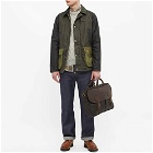 Barbour Men's Wax Leather Briefcase in Olive