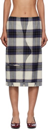 Pushbutton Multicolor Check Trousers Upside Down Midi Skirt