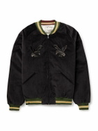 KAPITAL - Souvenir Padded Embroidered Cotton-Velvet Bomber Jacket - Black