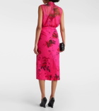Erdem Floral cotton faille pencil skirt