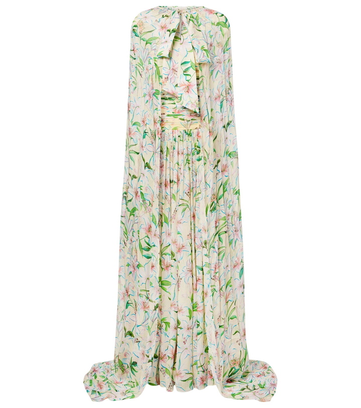 Photo: Là Fuori Draped floral caped gown