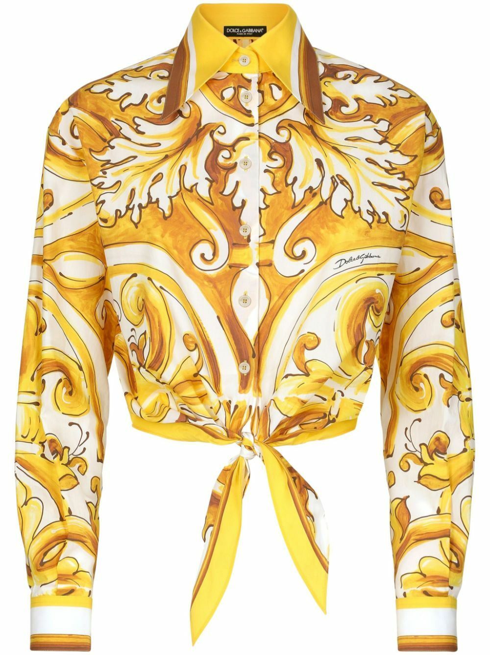 Dolce & Gabbana Majolica-Print Cropped Shirt