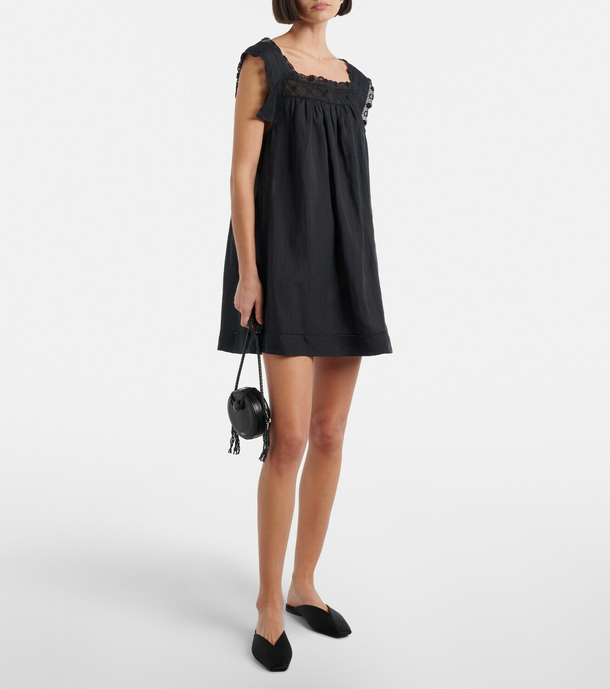 Dôen Almadia lace-trimmed ramie minidress