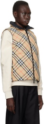 Burberry Beige Reversible Check Nylon Down Vest