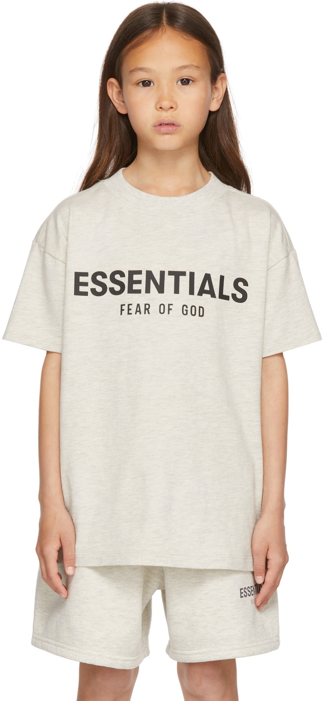 FEAR OF GOD ESSENTIALS KIDS grey Cotton Logo T-Shirt (2-16 Years)