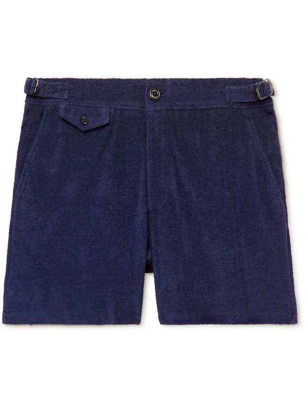 Photo: Ralph Lauren Purple label - Straight-Leg Cotton-Terry Shorts - Blue