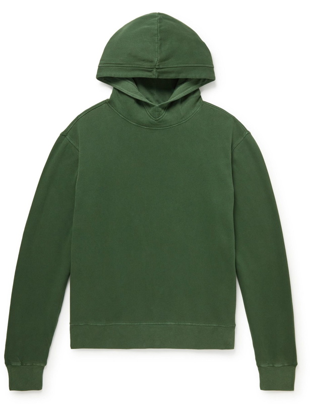 Photo: Officine Generale - Ozzy Garment-Dyed Cotton-Jersey Hoodie - Green