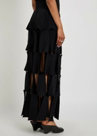 A.W.A.K.E Mode Panelled Trapeze Knit Midi Skirt Black