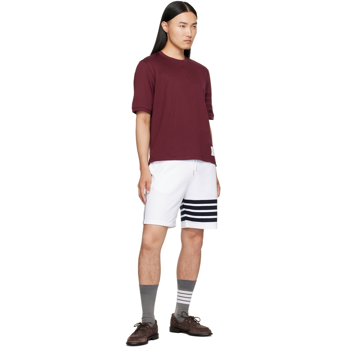 Thom Browne Burgundy Jersey Ottoman 4-Bar T-shirt
