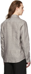 Z Zegna Grey Pure Linen Shirt