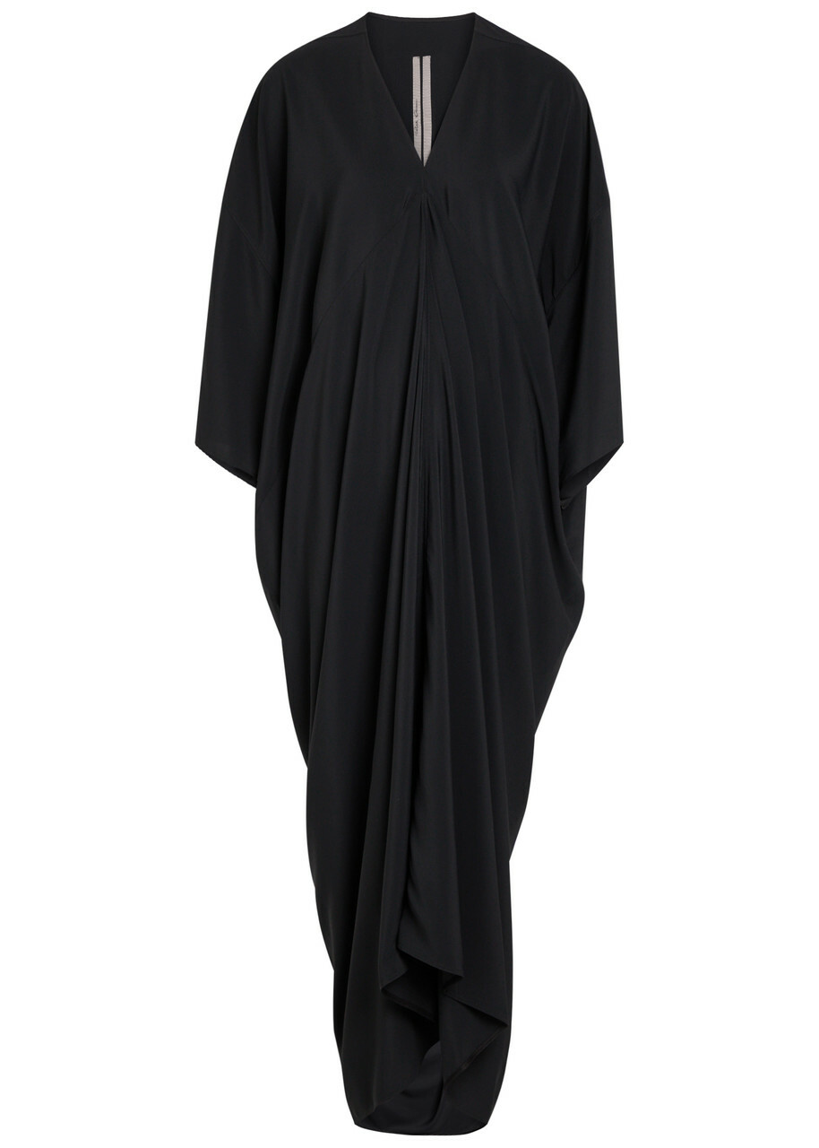 Rick Owens Tommykite Crepe Maxi Dress Black