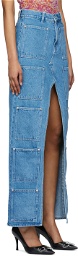Lourdes Blue Cotton Maxi Skirt