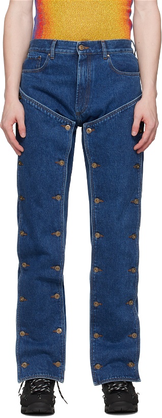 Photo: Y/Project Blue Classic Button Panel Jeans