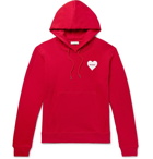 Sandro - Flocked Loopback Cotton-Jersey Hoodie - Red