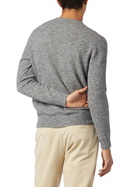 MC2 Saint Barth Man Grey Mélange Stretch Wool Sweater With St. Barth Embroidery