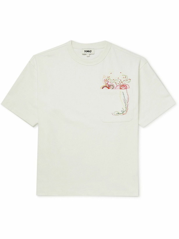 Photo: YMC - Embroidered Cotton-Jersey T-Shirt - White