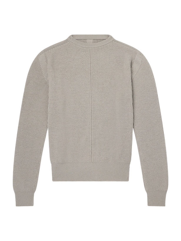 Photo: Rick Owens - Fisherman Virgin Wool Sweater - Gray