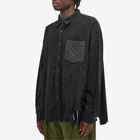 Needles Men's 7 Cuts Over Dyed Wide Flannel Shirt in Black 