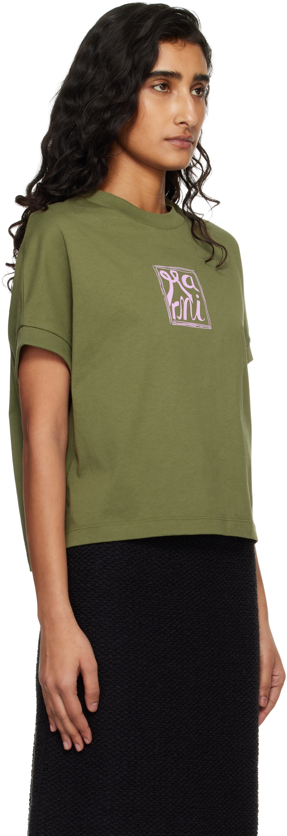 Marni Green Marni Logo Flame Print Jersey T-shirt
