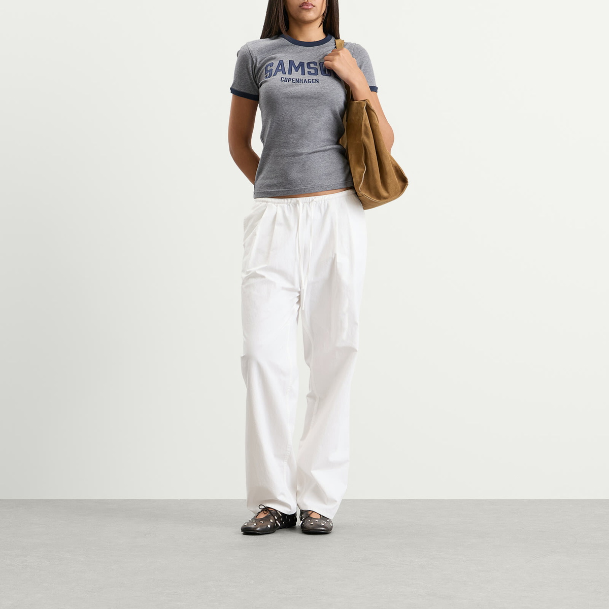 Samsøe Samsøe Women's Sabond T-Shirt in Mid Grey Melange