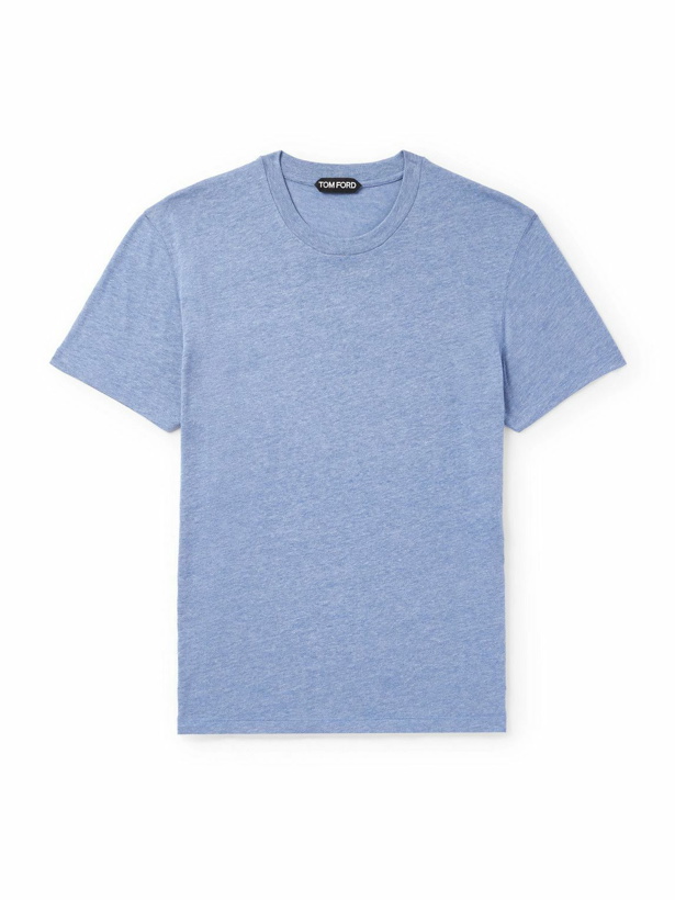 Photo: TOM FORD - Slim-Fit Cotton-Blend Jersey T-Shirt - Blue