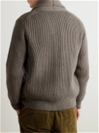 Anderson & Sheppard - Shawl-Collar Ribbed Wool and Cashmere-Blend Cardigan - Neutrals