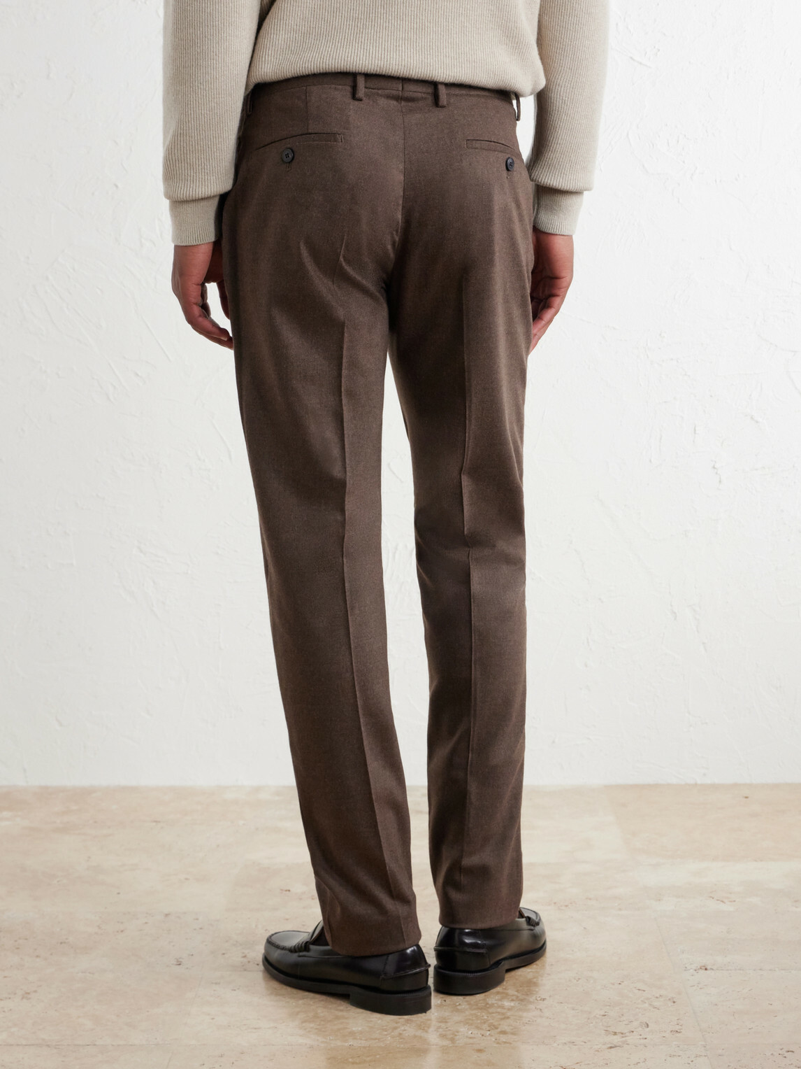 Sunspel - Straight-Leg Stretch Wool-Blend Flannel Trousers - Brown