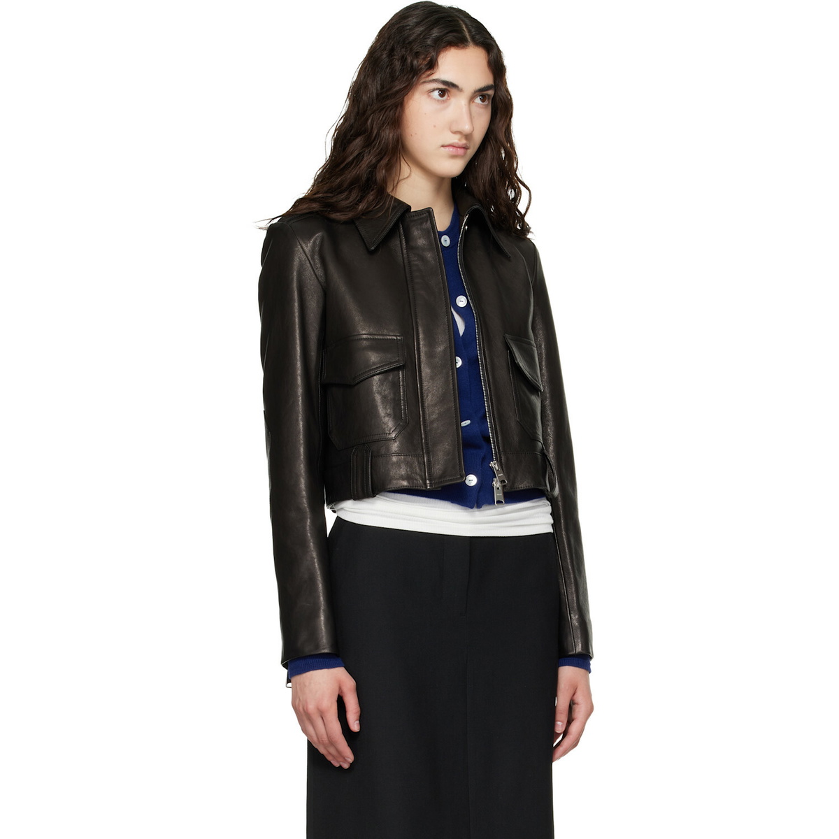 KHAITE Black Cordelia Leather Jacket