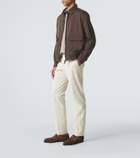 Brioni Leather-trimmed silk blouson jacket
